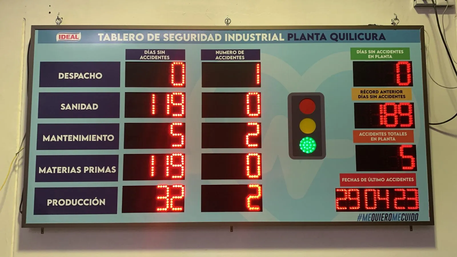 Tablero de seguridad industrial con 14 displays instalado en planta