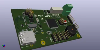 Render del Hat 2560 para Raspberry Pi diseñado por Mantis Ingeniería
